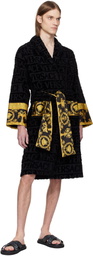 Versace Black Greek Ribbon Sandals