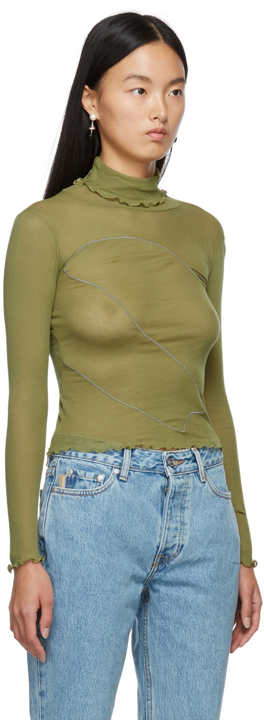 baserange turtleneck-cotton Gaze-olive （Baserange Green Rio  