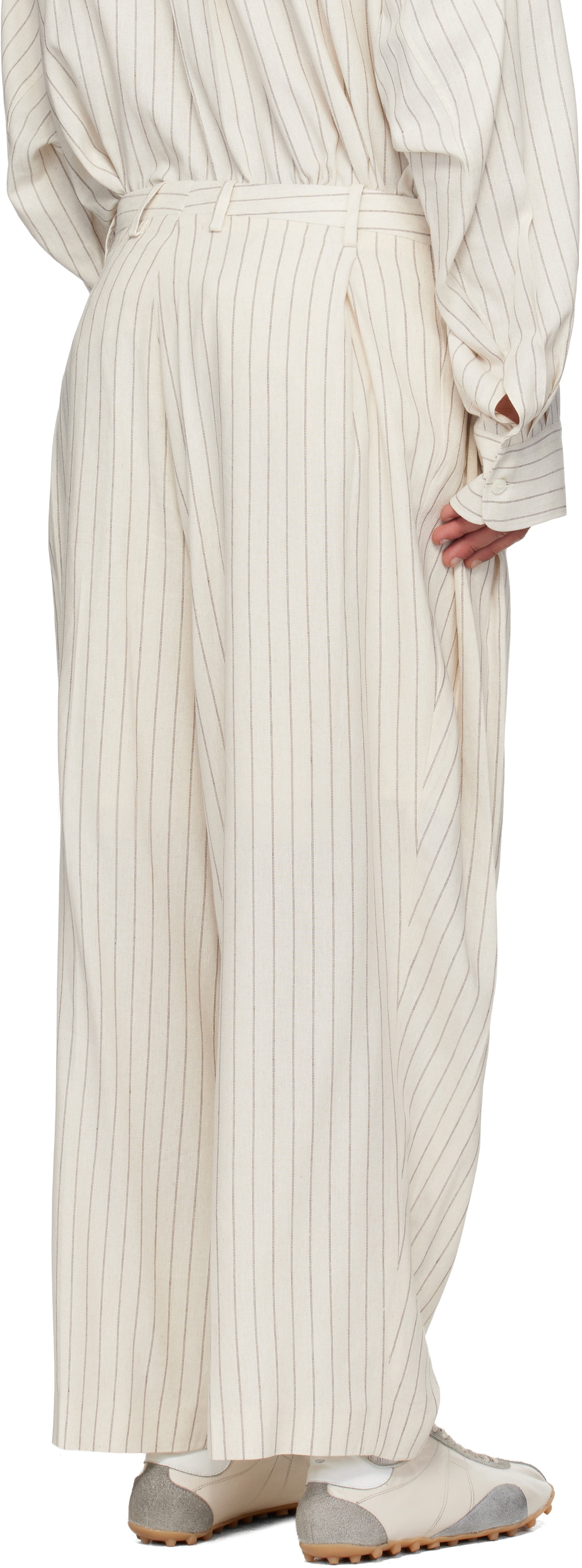 Hed Mayner Off-White Pinstripe Trousers