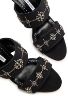 Manolo Blahnik Ralota 90 Crystal-embellished Crepe de Chine Mules Black