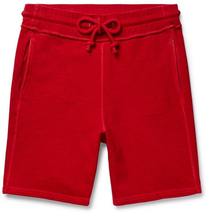 Photo: Maison Margiela - Garment-Dyed Loopback Cotton-Jersey Drawstring Shorts - Red