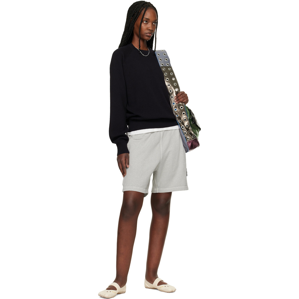 Stone Island Gray 6200014 Malfilé Fleece Old Effect Shorts