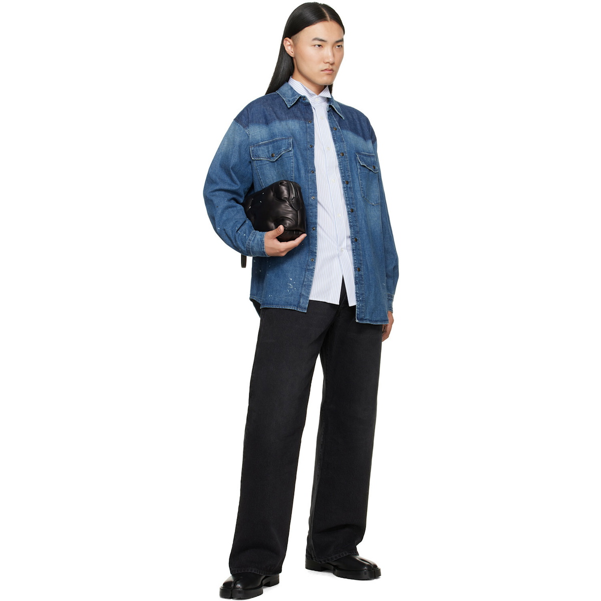 Maison Margiela Blue Bicolor Denim Shirt