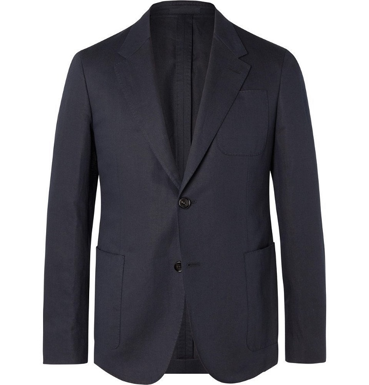 Photo: Berluti - Navy Slim-Fit Unstructured Cotton and Linen-Blend Twill Suit Jacket - Men - Navy