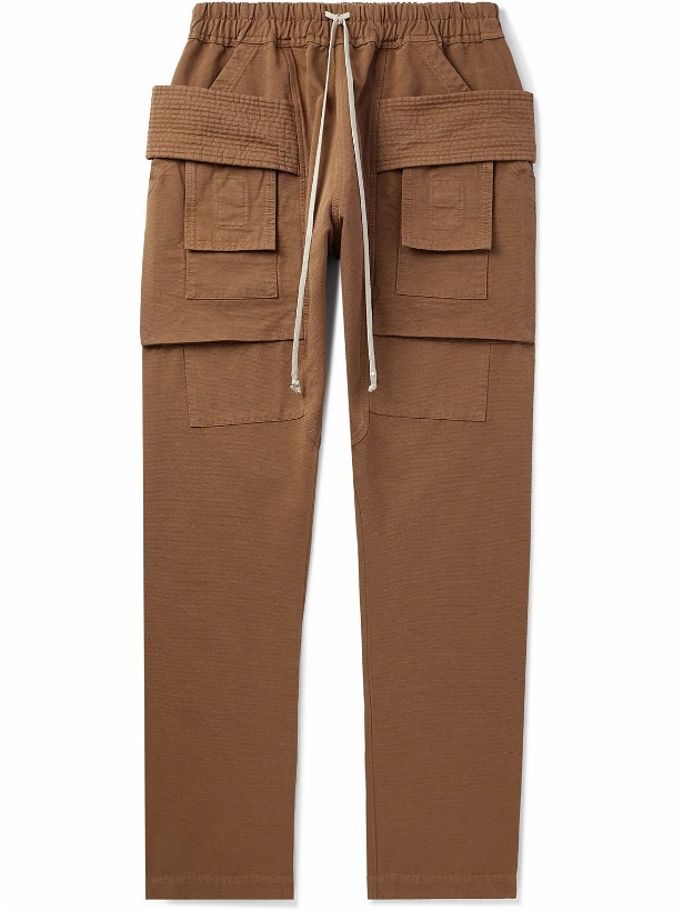 Photo: DRKSHDW by Rick Owens - Slim-Fit Straight-Leg Cotton-Twill Drawstring Cargo Trousers - Brown