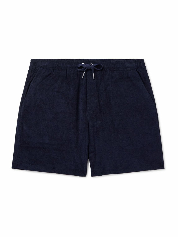 Photo: Ralph Lauren Purple label - Riviera Straight-Leg Cotton and Modal-Blend Terry Drawstring Shorts - Blue