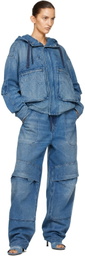 Alexander Wang Blue Cropped Denim Cargo Jacket