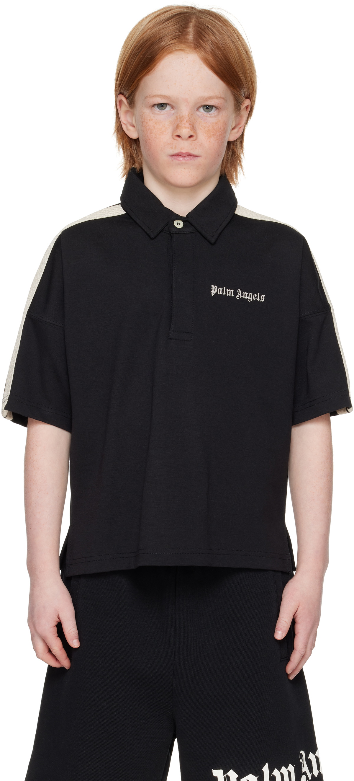 Palm Angels Kids Black Track Polo