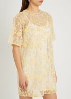 Rotate Birger Christensen Floral-embellished Tulle Mini Dress Yellow