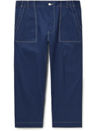 Moncler - Straight-Leg Logo-Appliquéd Cotton-Blend Twill Trousers - Blue
