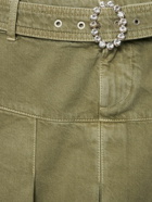 ALESSANDRA RICH - Pleated Denim Mini Skirt W/ Buckle