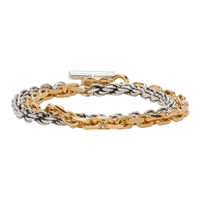 Photo: Bottega Veneta Silver and Gold Chain Bracelet