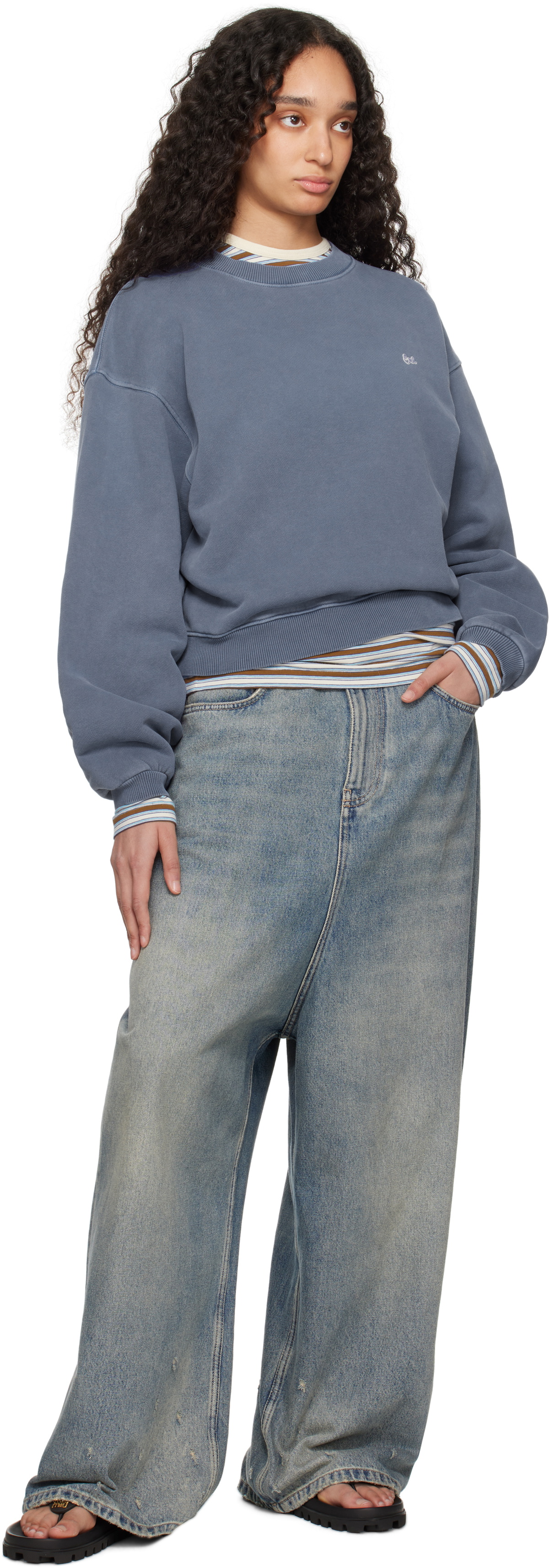 ERL Blue 'ERL' Crewneck Sweatshirt