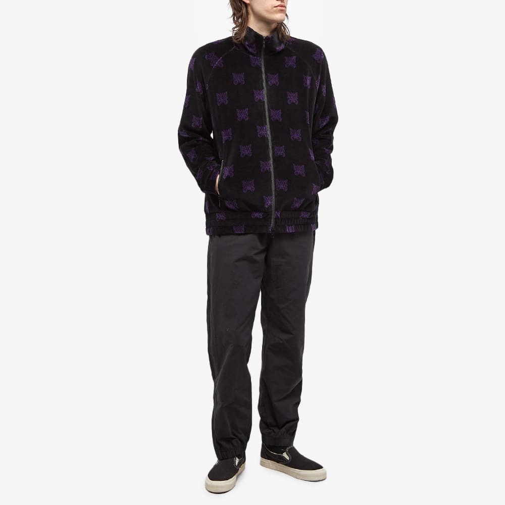 Needles Men's Velour Papillion Track Jacket in Black/Purple Needles