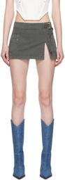 Dion Lee Gray Apron Wrap Denim Miniskirt