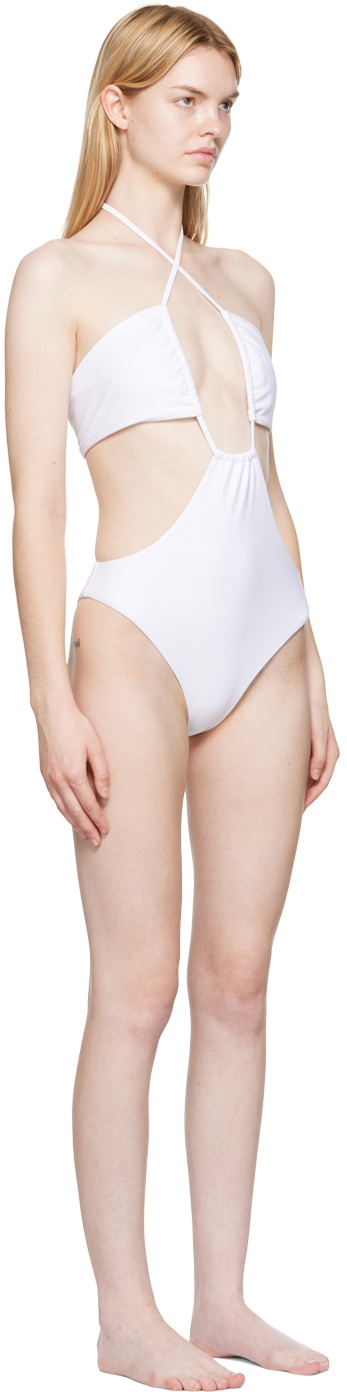 Rosetta Getty White Recycled Nylon One-Piece Swimsuit