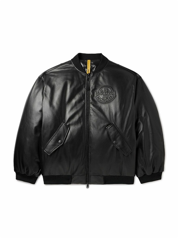 Photo: Moncler Genius - Roc Nation by Jay-Z Cassiopeia Reversible Logo-Embossed Leather and Quilted Shell Down Bomber Jacket - Black