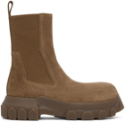 Rick Owens Brown Suede Beetle Bozo Tractor Boots