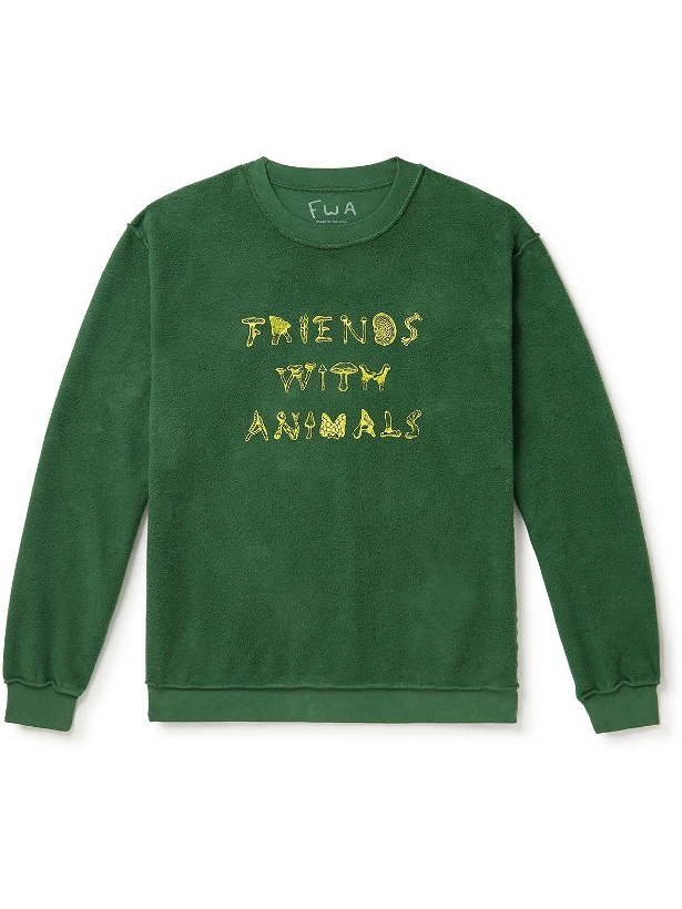 Photo: FRIENDS WITH ANIMALS - Reversible Printed Cotton-Jersey Sweatshirt - Green