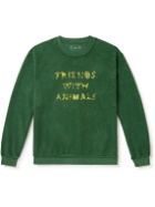 FRIENDS WITH ANIMALS - Reversible Printed Cotton-Jersey Sweatshirt - Green