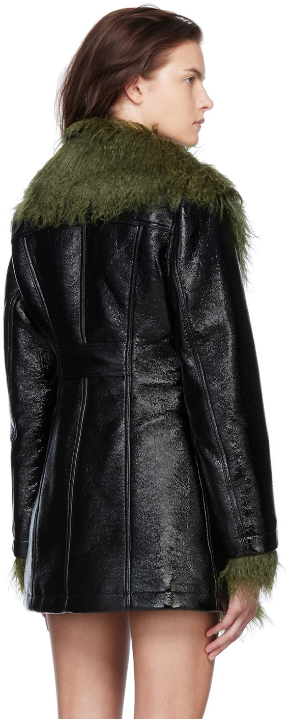 Diesel Black W-Abelia Faux-Leather Coat Diesel