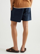 OAS - Straight-Leg Linen and Cotton-Blend Drawstring Shorts - Blue
