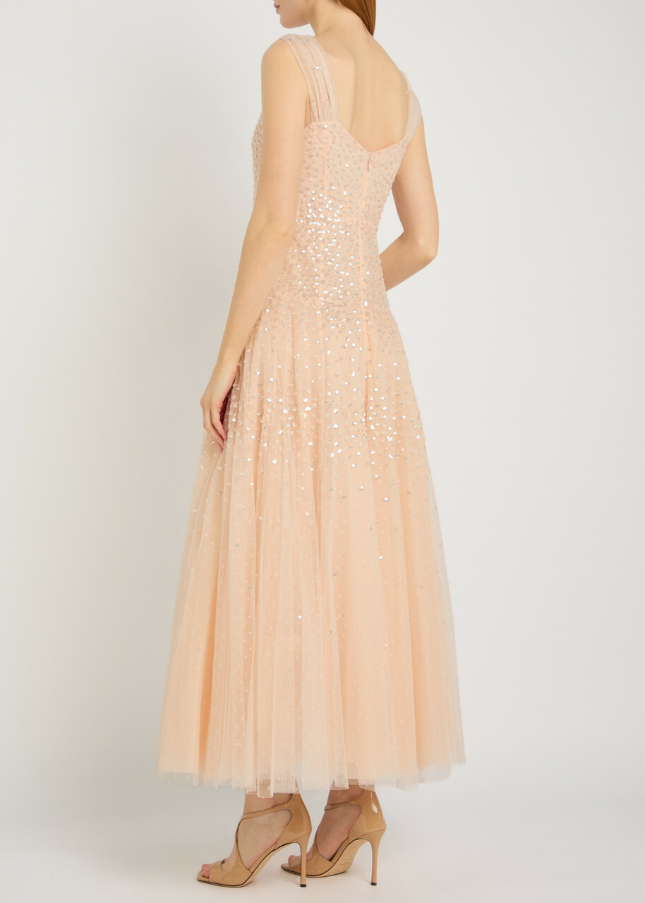 Needle & Thread Sunrise Sequin-embellished Tulle Gown Light Pink