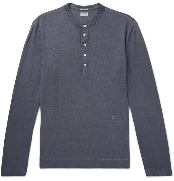 Photo: Massimo Alba - Garment-Dyed Cotton and Cashmere-Blend Henley T-Shirt - Men - Storm blue