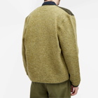 Universal Works Men's Wool Fleece Cardigan in Mixed Olive