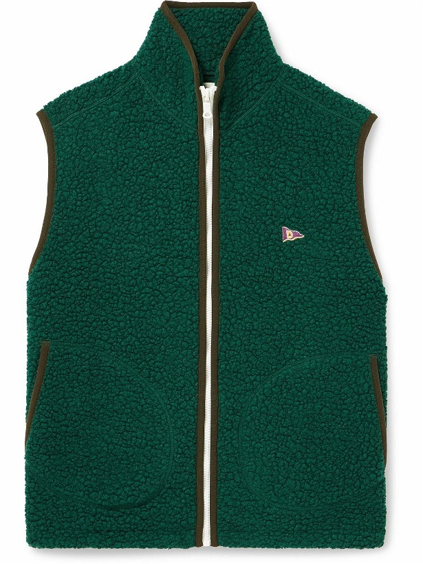Photo: Drake's - Logo-Embroidered Wool-Blend Fleece Gilet - Green