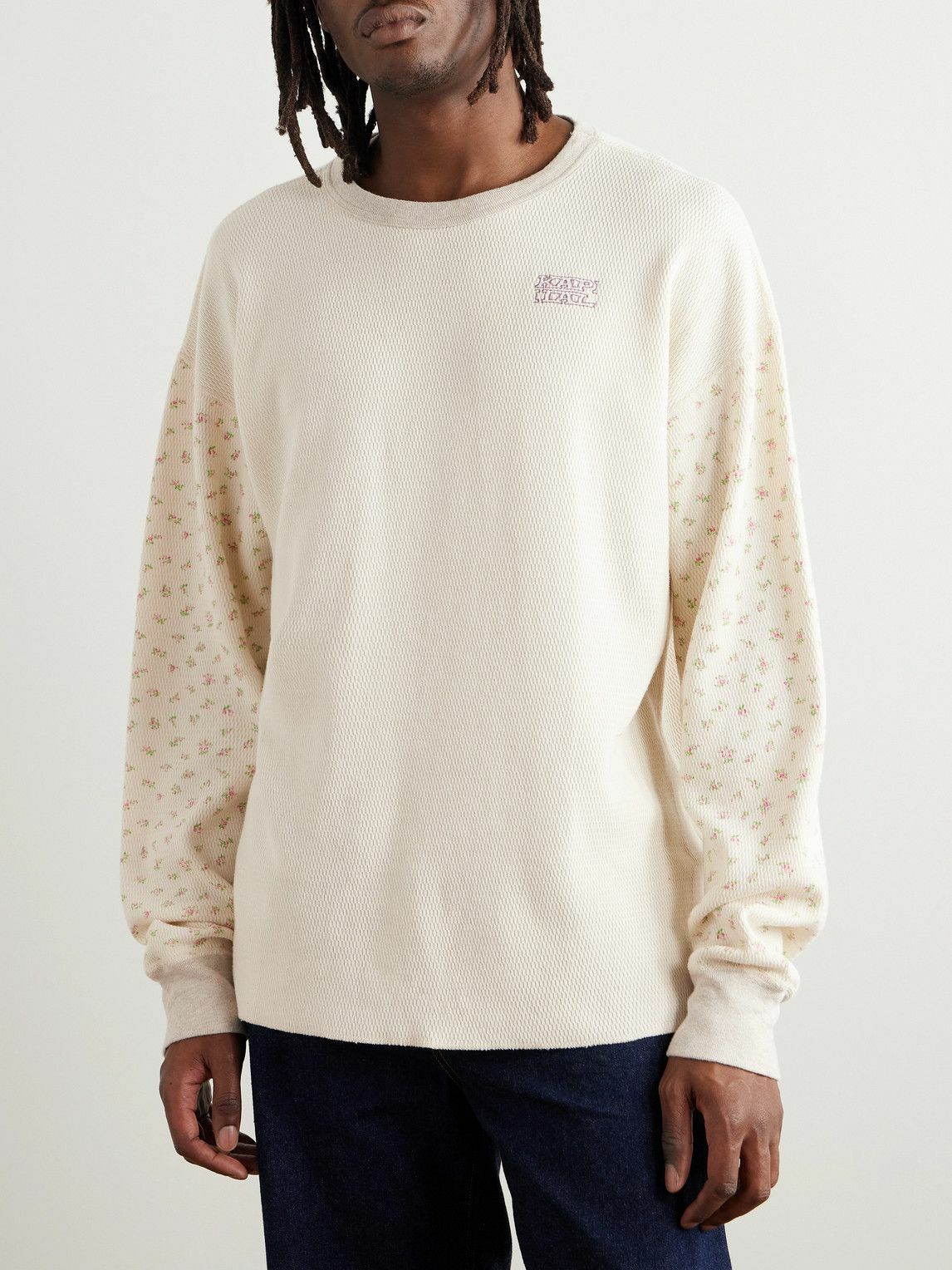 KAPITAL - Logo-Embroidered Printed Waffle-Knit Cotton-Jersey