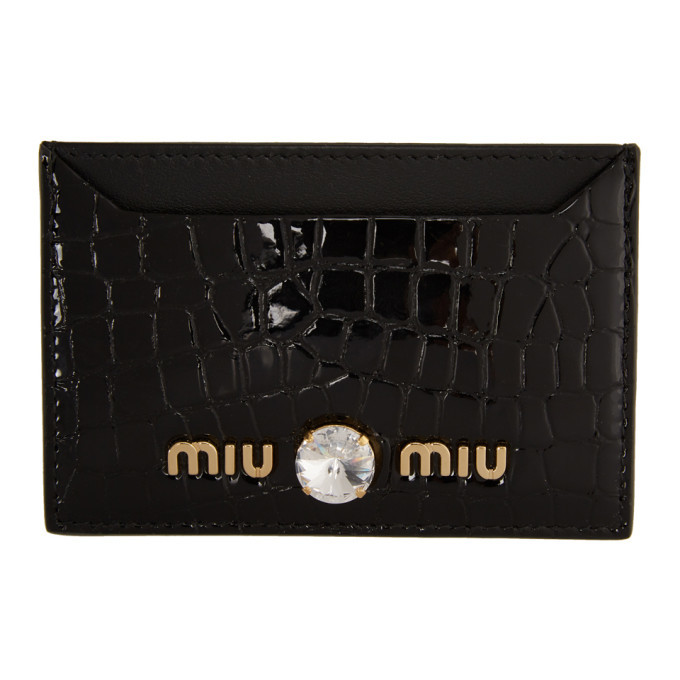 Miu Miu Black Matelasse Leather Card Holder Miu Miu