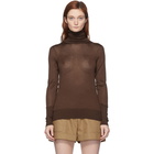 Victoria Beckham Brown Silk Slim-Fit Turtleneck