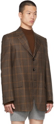 Dries Van Noten Brown Wool Tweed Check Blazer