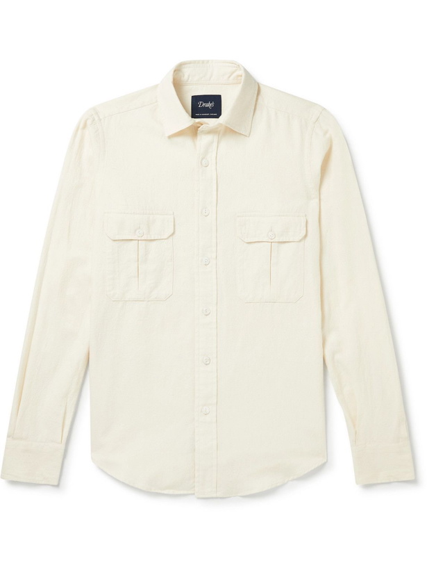 Photo: Drake's - Brushed Cotton-Twill Shirt - Neutrals