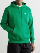 Nike - Sportswear Club Logo-Embroidered Cotton-Blend Jersey Hoodie - Green