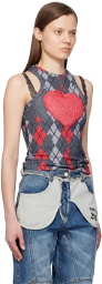 Andersson Bell SSENSE Exclusive Gray & Red Puffy Heart Saver Tank Top