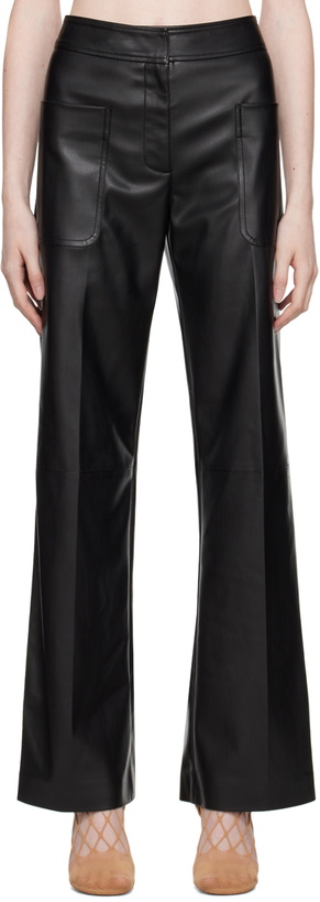 Photo: Stella McCartney Black Wide-Leg Faux-Leather Trousers