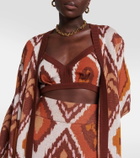 Johanna Ortiz Printed cotton cardigan and bra set