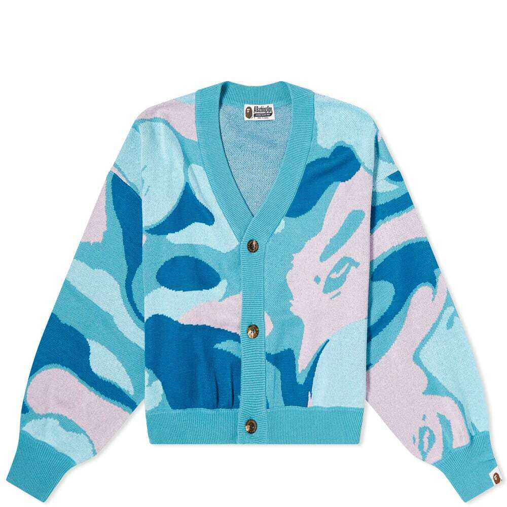 A Bathing Ape Marble Camo Knit Cropped Cardigan