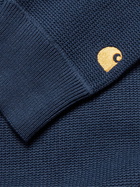 Carhartt WIP - Chase Logo-Embroidered Waffle-Knitted Cotton Sweatshirt - Blue