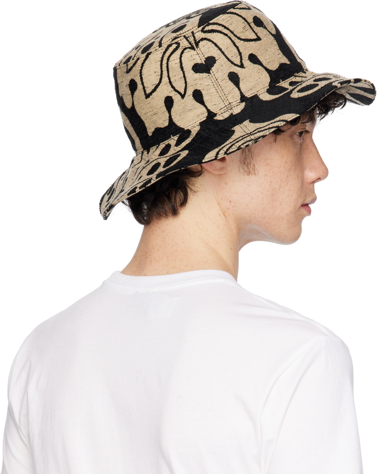 Anna Sui Black Beardsley Tapestry Oversized Brim Bucket Hat