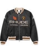 Rhude - Lamborghini Awakening Logo-Embroidered Shell Bomber Jacket - Black