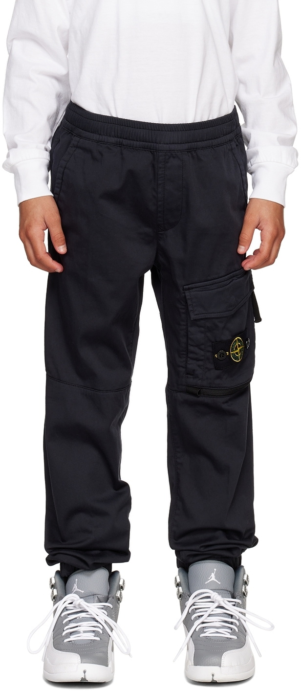 Stone Island Junior Kids Navy Garment-Dyed Cargo Pants