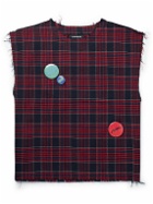 Liberal Youth Ministry - Embellished Sleeveless Checked Woven T-Shirt - Red