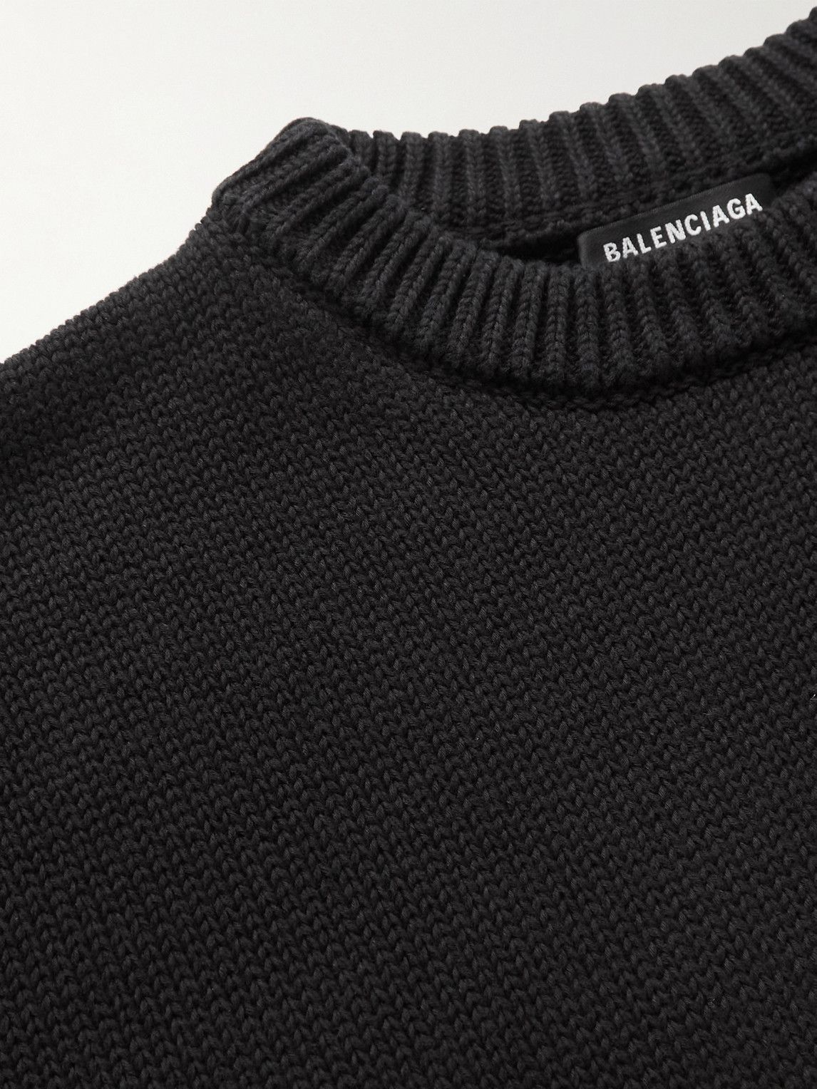 Balenciaga Crystal Embellished Cotton Sweater Black Balenciaga