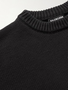 Balenciaga - Crystal-Embellished Cotton Sweater - Black