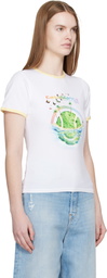Casablanca White Beyond Destiny Longline Ringer Short Sleeve T-shirt