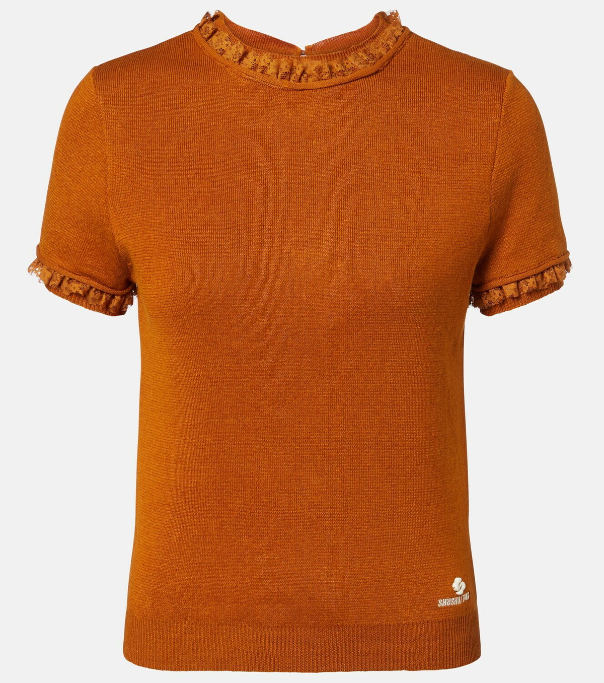 Shushu/Tong Lace-trimmed linen top