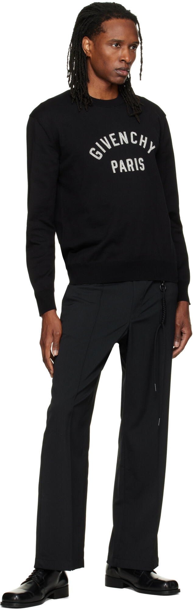 Givenchy Black 'Givenchy Paris' Pearl Embroidery Sweater